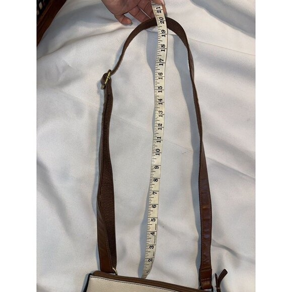 Fossil Colorblock Crossbody Bag Black Cream Leather Messenger Adjustable Strap - Picture 8 of 11